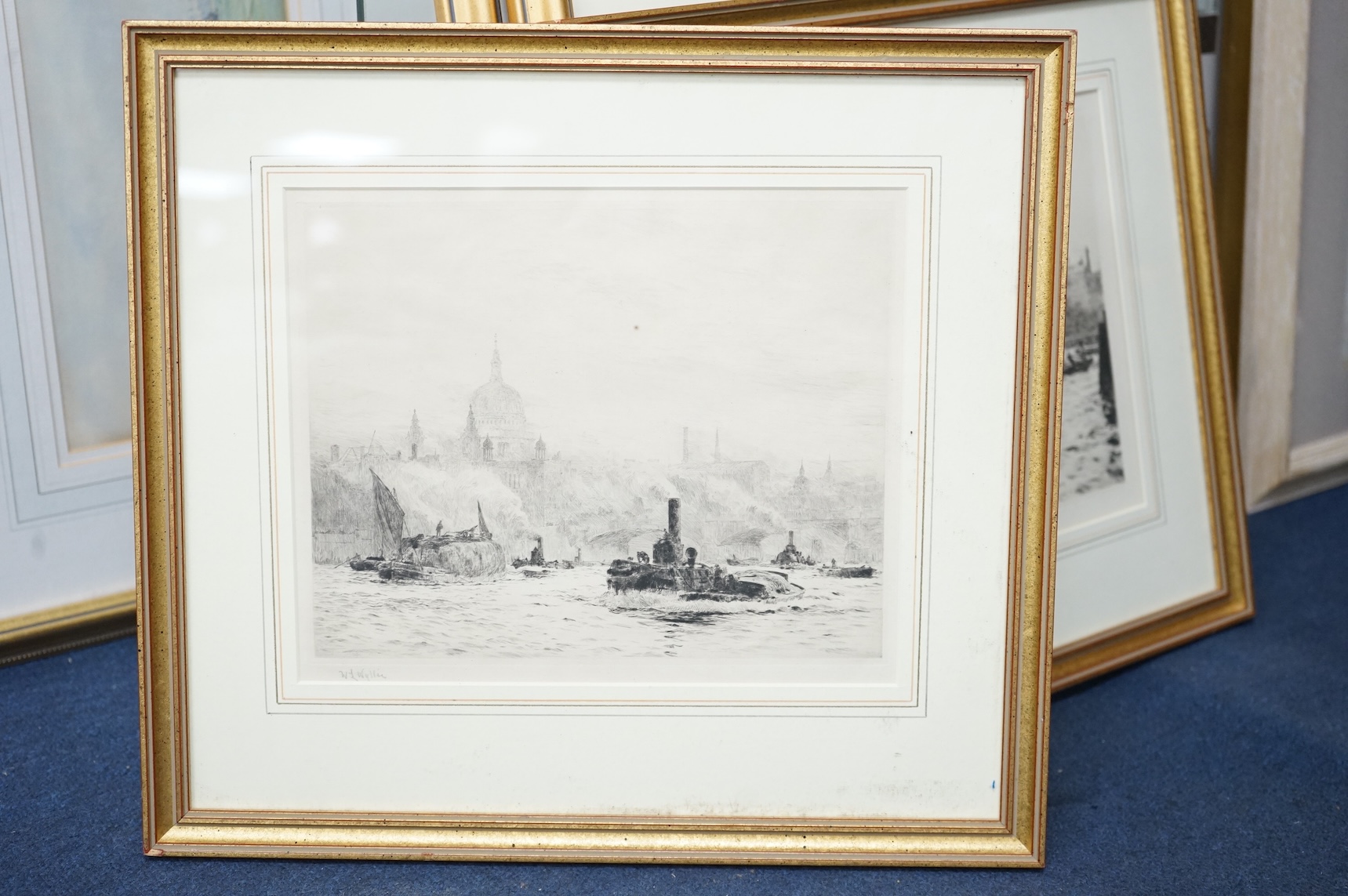 William Lionel Wyllie (1851-1931), St Paul’s from the river, signed in pencil, drypoint etching, 20 x 24cm